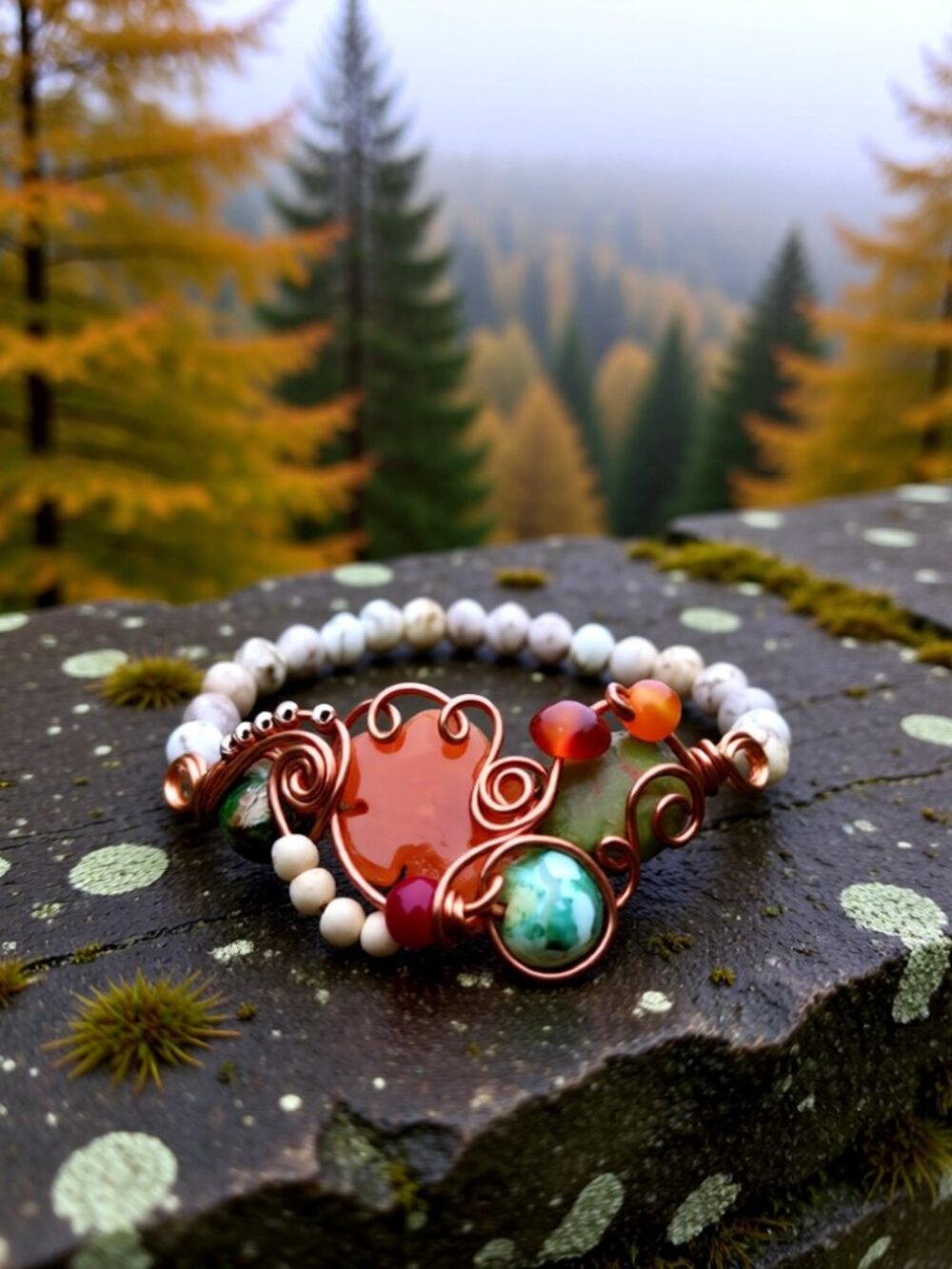 Handmade Unique & OOAK - Feminine Wire Wrapped Cluster Bracelet - 7-7.5" Wrist